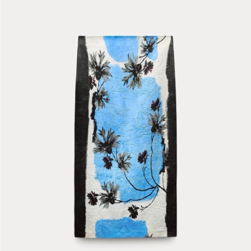 Zara palm tree pencil midi skirt